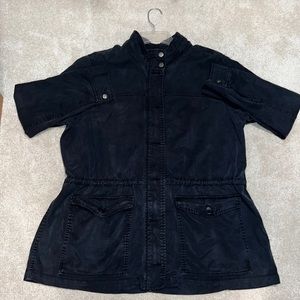 Black Thin Denim zip up jacket 1X